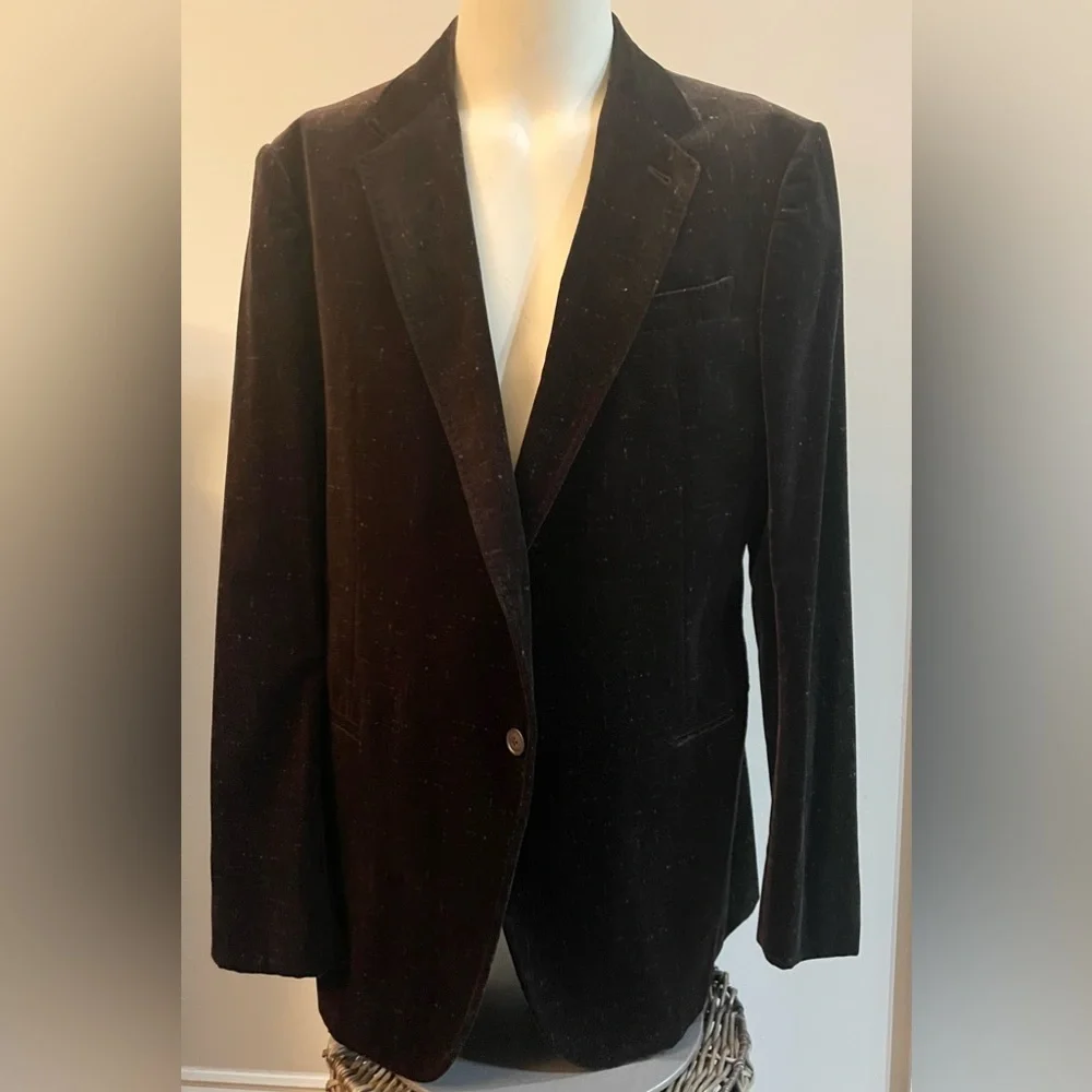 ARMANI COLLEZIONI BROWN VELVET SPECKLED SINGLE BREASTED DINNER JACKET